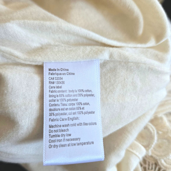 Anthropologie Lili's Closet Delancy Ivory Lace Black Collar Sleeveless Top Sz Lg - Picture 6 of 8